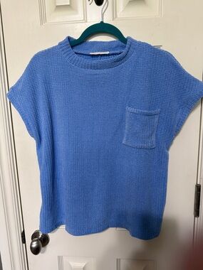 Zenana Outfitters Light Periwinkle Waffle Knit Top